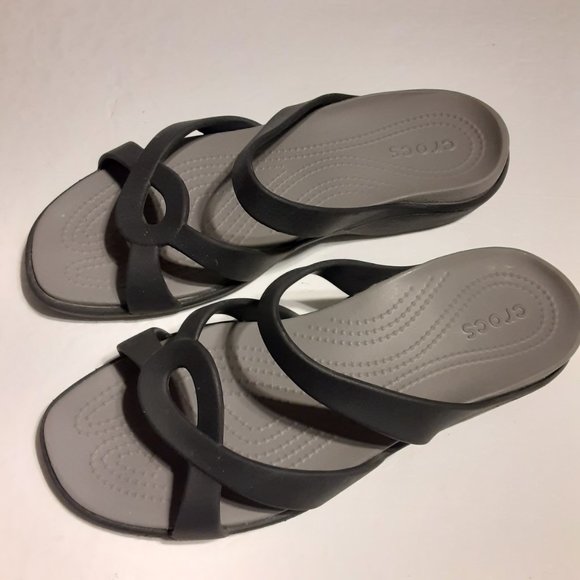 Crocs Womens Meleen Twist Blk/Gray Slip On Open Toe Comfort Sandals 202497 S… - Picture 2 of 8